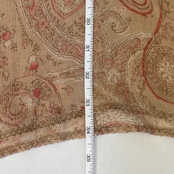 VTG Lane Bryant Sheer Silk Paisley Collared Tunic Cover Up Gauzy Ruched 26/28 - Picture 11 of 11